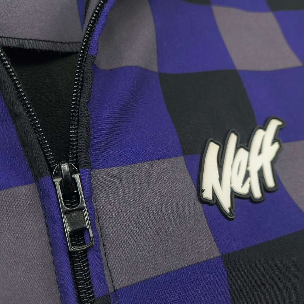 Neff Custom Threads Men Large Purple Black Buffalo Plaid Softshell Hoodie Jacket - Picture 5 of 14